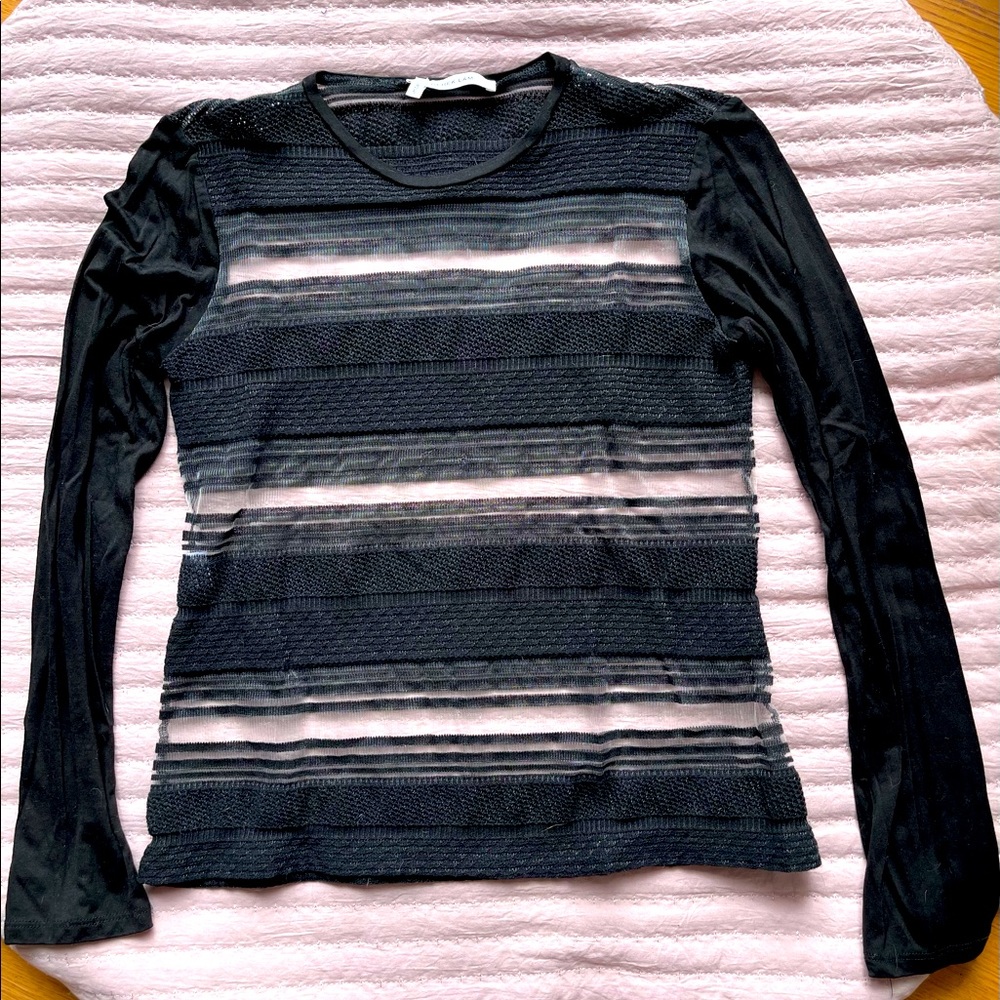 Derek Lam 10 Crosby black metallic thread striped shirt